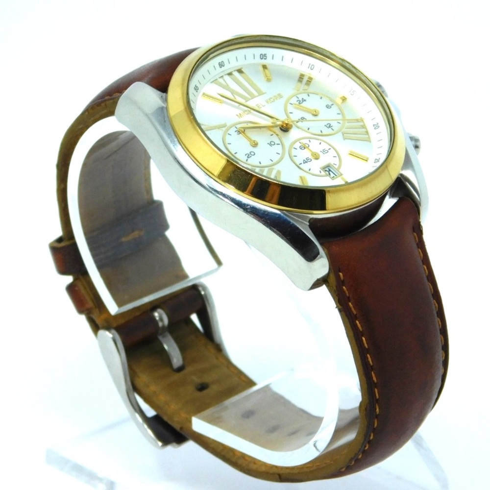 Michael Kors Men's Watch MK5629 Bradshaw Leather Band Chronograph Date Two Tone